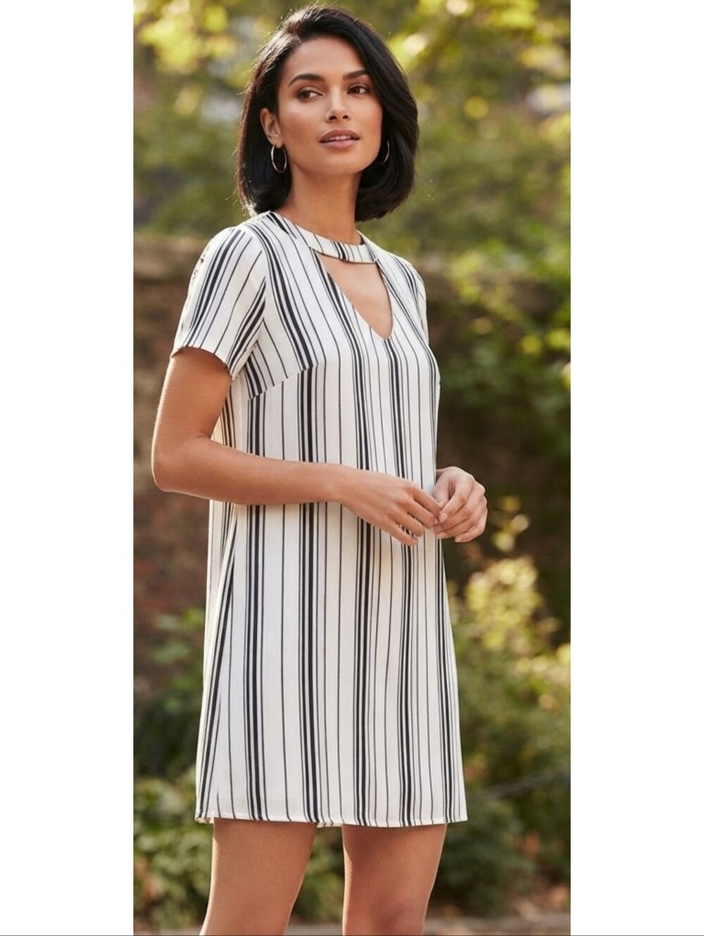 Skies Are Blue Striped Shift Dress Black & White Size XS